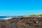 Stone beach view, Hawaii, USA. Copy space for text