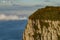 Stone big wall in the funnel canyon with sea of clouds, typical landscape of the Santa Catarina mountain range in southern