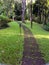 The stone block walk path in the park