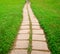 Stone block walk path in the park