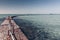 Stone breakwater in the sea