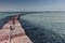 Stone breakwater in the sea