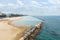 Stone breakwater in Termoli, Italy