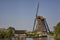 Stone brick Dutch windmill at Kinderdijk, an UNESCO world heritage site