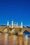 Stone Bridge and Ebro River at Zaragoza, Spain