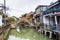 Stone bridge and old buildings in Zhujiajiao, an ancient water town in Shanghai, best known for its bridges, built during Ming and