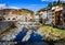 Stone bridge and river in Camprodon, Spain