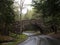 A Stone Bridge and Roadway on a Damp Day in Acadia National Park