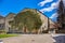 Stone buildings of wine cellars of the Rioja in the town called Elciego in the region called La Rioja Alavesa in Spain