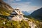 Stone cairn, pyramid, in Austria Alps