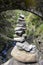 Stone cairn under the bridge, Rabacal, Madeira island, Portugal