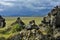 Stone cairns at Laufskalavarda, Iceland