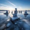 Stone Cairns in a Winter Wonderland