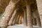 Stone carved columns at park Guell in Barcelona