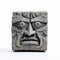 Stone Carved Face Sculpture On White Background