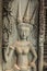 Stone carving of female priest, Angkor Wat temple, Archaeological Park, Siem Reap, Cambodia