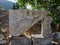 Stone carving of the goddess Nike at the ruins of the ancient city of Ephesus, Turkey