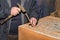 Stone carving to make Armenian tombstones known as Khachkars.