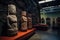 stone carvings representing indigenous culture in a museum