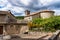 Stone castle in the medieval town of Vogue in Ardeche, France