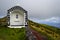 Stone chapel on top of a volcano on the island of faia