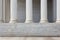 Stone columns colonnade and marble stairs detail. Classical pillars row