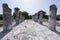 Stone columns at Maya ruins El Rey