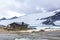 Stone cottage GaldhÃ¸piggen Jotunheimen largest highest mountain in Norway Scandinavia