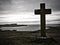 A stone cross 1927 at Stenness erected by the Commissioners for Northern Lighthouses