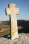 Stone Cross in Old Orhei, Moldova landmark. Christian Orthodox rock monastery