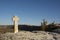 Stone Cross in Old Orhei, Moldova landmark. Christian Orthodox rock monastery