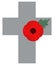 Stone cross with red poppy