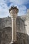 Stone decorations on the entrance ramp through the stone wall to the old town of Dubrovnik, Croatia