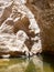 Stone  desert near the Rahaf stream, on the Israeli side of the Dead Sea, near Jerusalem in Israel