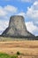 Stone Devil`s Tower Butte on a Summer Day
