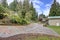 Stone driveway and garage