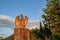 Stone eagle statue with blue sky in a countryside at the sunset.