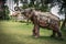 Stone elephant statue on territory of Rudana Art Museum