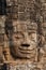 Stone face in the Bayon, Angkor, Cambodia.