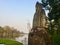 Stone face statue. Hindu Demon. Angkor Wat, Cambodia .