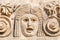 Stone faces bas relief at Myra ancient city. Demre, Turkey