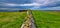 Stone fence in the pasture lands near the Cliffs of Moher overlooking Liscanor Bay