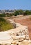 The stone fences stretch across the fields of Qrendi, Malta.