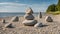 Stone figures on the beach of the Sorve Peninsula in Ojessaare Nature Reserve. Estonia,