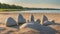 Stone figures on the beach of Sorve Peninsula in the Ojessaare Nature Reserve. Estonia,