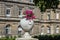 Stone flower vase outside French Senate building in the Jardin du Luxembourg