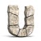 Stone font letter U 3D