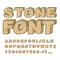Stone font. Set of letters from stones. Alphabet and rocks. stony Alphabet with cracks