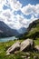 Stone formation above oeschinen lake alps switzerland