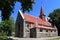 Stone former Lutheran church in the village of Yantarny